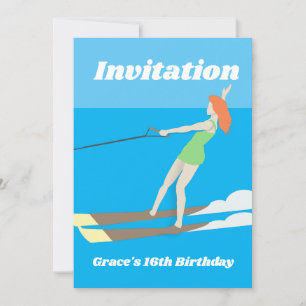 Vintage-style Waterski Invitation