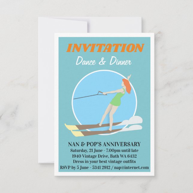 Vintage-style Waterski Invitation (Front)