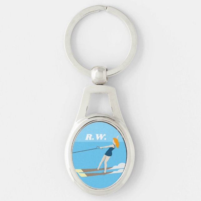 Vintage-style Waterski Key Ring (Front)