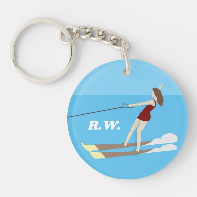 Vintage-style Waterski Key Ring (Front)