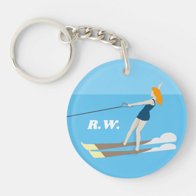 Vintage-style Waterski Key Ring (Front)