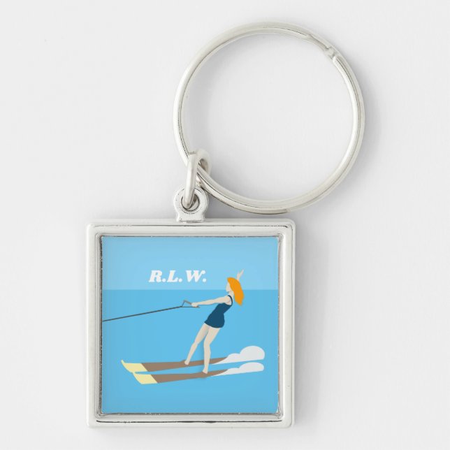 Vintage-style Waterski Key Ring (Front)