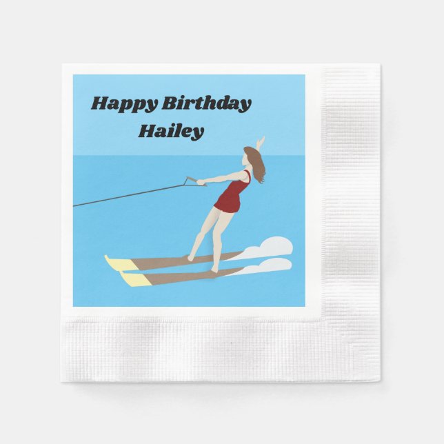 Vintage-style Waterski Napkin (Front)