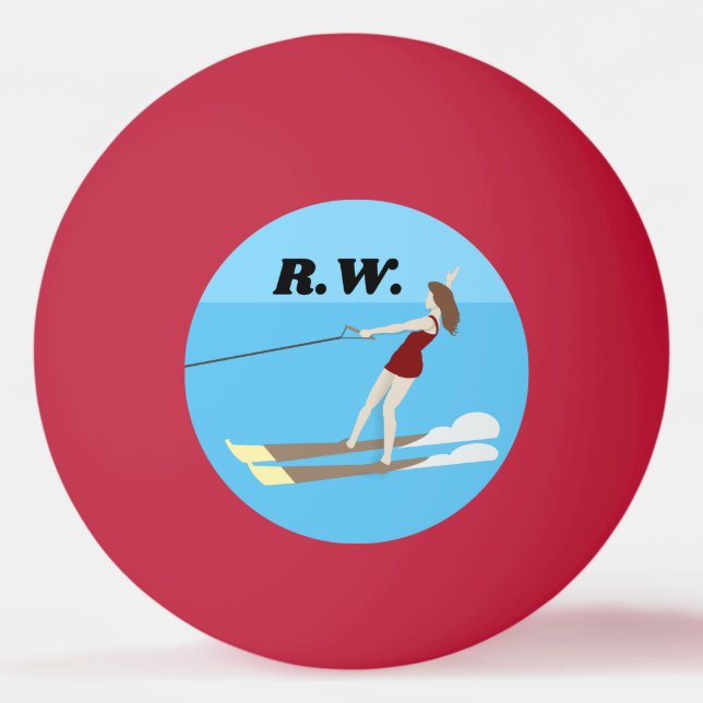 Vintage-style Waterski Ping Pong Ball (Front)