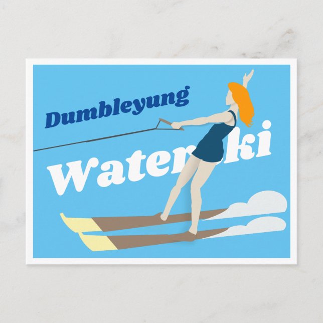 Vintage-style Waterski Postcard (Front)