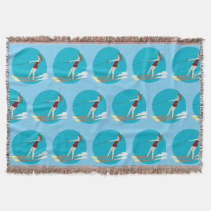 Vintage-style Waterski Throw Blanket