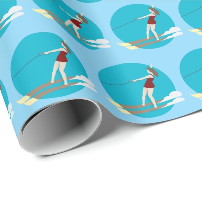 Vintage-style Waterski Wrapping Paper (Roll Corner)