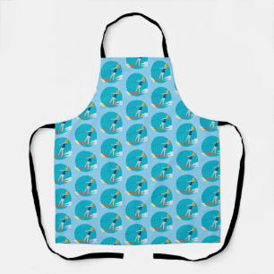 Vintage-style Waterskiers in Blue Apron
