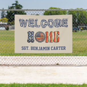 Vintage Style Welcome Home Military Army Marine Banner