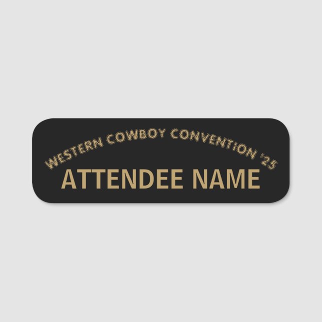 Vintage-Style Western Cowboy Convention Name Tag (Front)