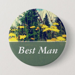 vintage style wild dandelion best man wedding 7.5 cm round badge