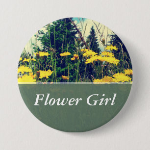 vintage style wild dandelion flower girl, best man 7.5 cm round badge