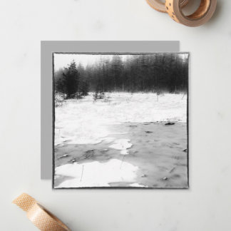 Vintage Style Winter Photo Frozen Bog Card