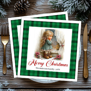 Vintage Style Winter Scene Personalized Napkins