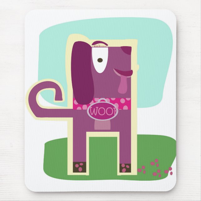 Vintage Style Woof Girly Dog Mouse Pad (Front)