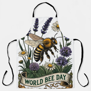 Vintage Style World Bee Day Illustration with Hone Apron