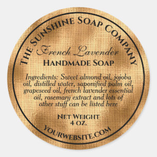 Vintage style woven gold foil soap cosmetic classic round sticker