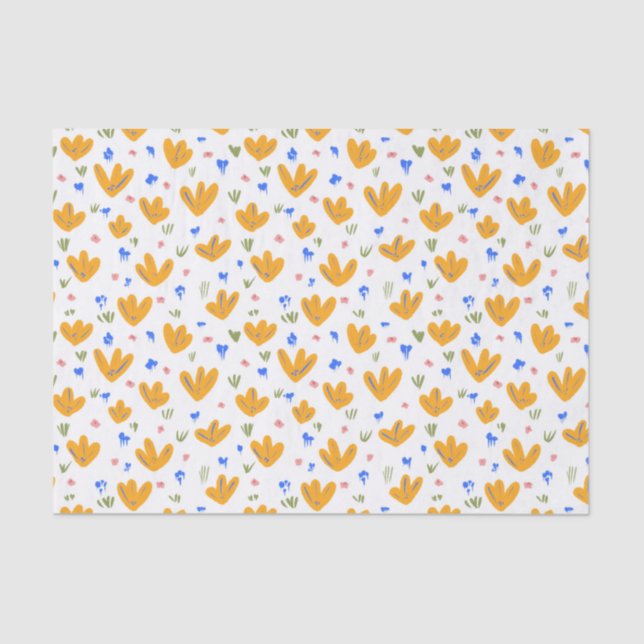 Vintage Style Yellow Wildflower Pattern Tissue Paper (Front)