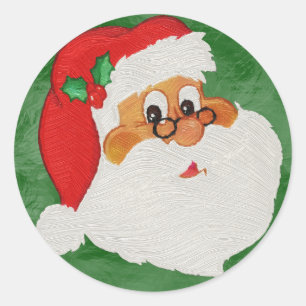 Vintage Styled Black Santa Cartoon Classic Round Sticker