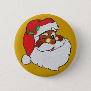 Vintage Styled Black Santa Image 6 Cm Round Badge