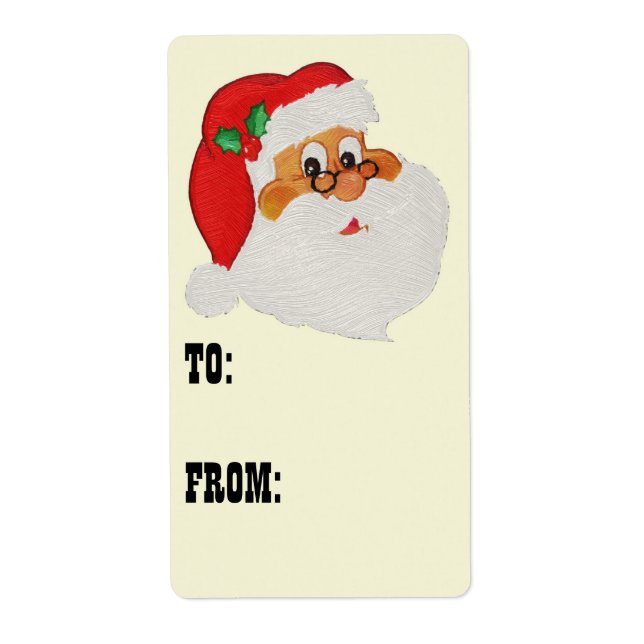 Vintage Styled Black Santa Pop Art Gift Label (Front)