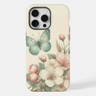Vintage styled flora/spring butterfly iPhone 15 pro max case