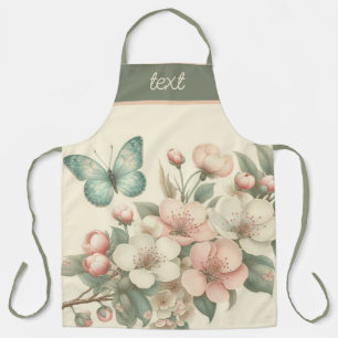 Vintage styled floral/spring butterfly apron