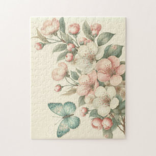 Vintage styled floral/spring butterfly jigsaw puzzle