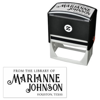 Vintage Styled "From the Library Of" Name & Place Self-inking Stamp