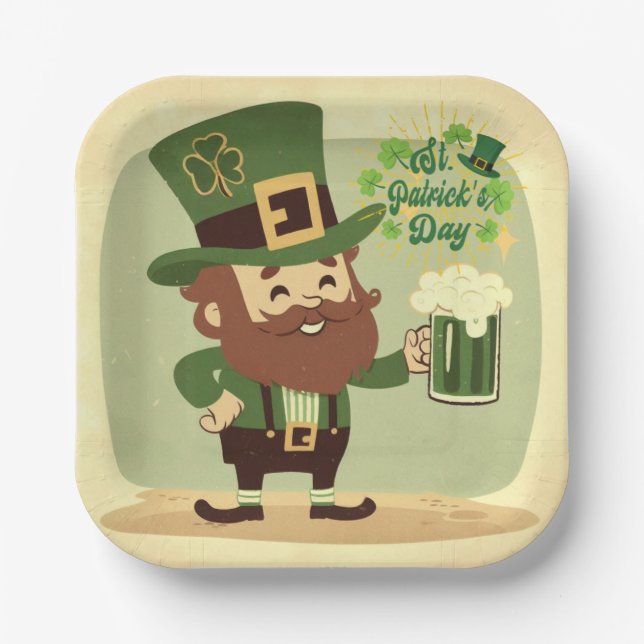 Vintage styled Saint Patrick's day Paper Plate (Front)