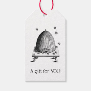Vintage Stylised Bees and Bee Hive #2 Gift Tags