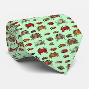Vintage Stylised Crabs and Crab Claws DIY BG Mint Tie