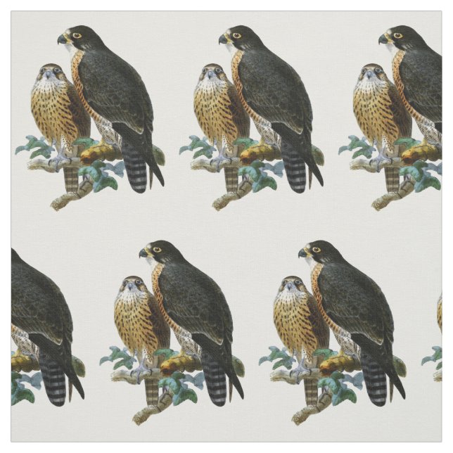 Vintage Stylised Falcons on a Branch Fabric (Swatch)