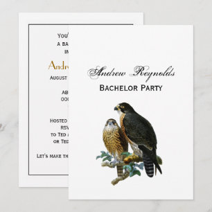 Vintage Stylised Falcons on a Branch Invitation