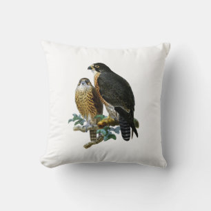 Vintage Stylised Falcons on Branch Cushion