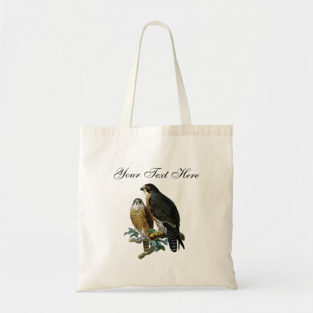 Vintage Stylised Falcons on Branch Tote Bag (Front)
