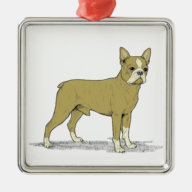 Vintage Stylised French Bulldog C Metal Ornament (Front)