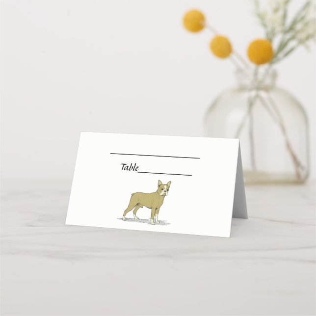 Vintage Stylised French Bulldog C Place Card (Front)