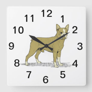 Vintage Stylised French Bulldog C Square Wall Clock
