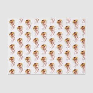 Vintage Stylised Jellyfish Drawing #1 Tissue Paper