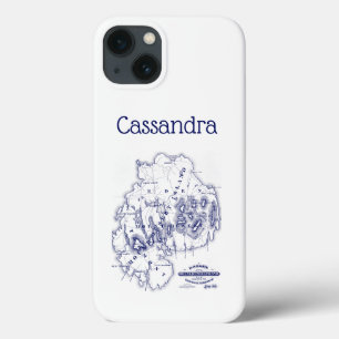 Vintage Stylised Mount Desert Island MN Map Blue iPhone 13 Case