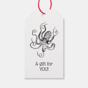 Vintage Stylised Octopus Drawing #1 Gift Tags