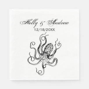 Vintage Stylised Octopus Drawing #1 Napkin