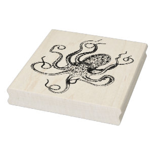 Vintage Stylised Octopus Drawing #1 Rubber Stamp