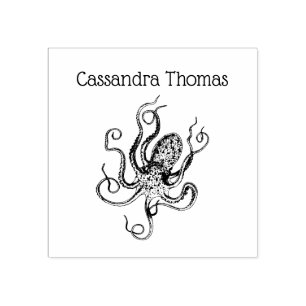 Vintage Stylised Octopus Drawing #1 Rubber Stamp