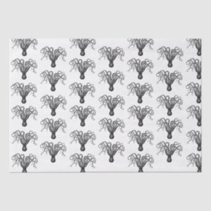 Vintage Stylised Octopus Drawing #8 Black Tissue Paper