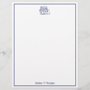 Vintage Stylised Polo Match Drawing #1 Blue