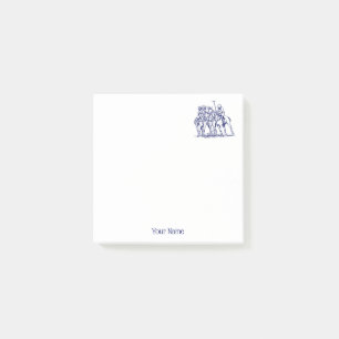 Vintage Stylised Polo Match Drawing #1 Blue Post-it Notes