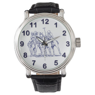 Vintage Stylised Polo Match Drawing #1 Blue Watch