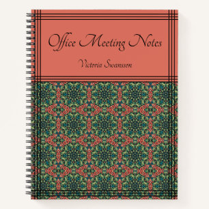 Vintage Stylish Notebook in Green and Rusty Pink